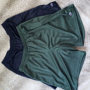2 Men's Mesh Champion Shorts, One Green, One Navy, Size XL